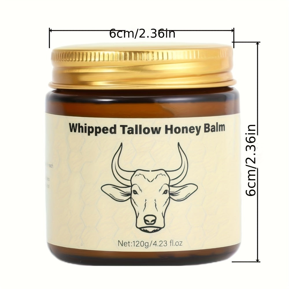 Whipped Beef Tallow Balm for Face & Body 4oz – Grass-Fed with Honey, Natural Non-Greasy Deep Moisturizer for Dry & Sensitive 