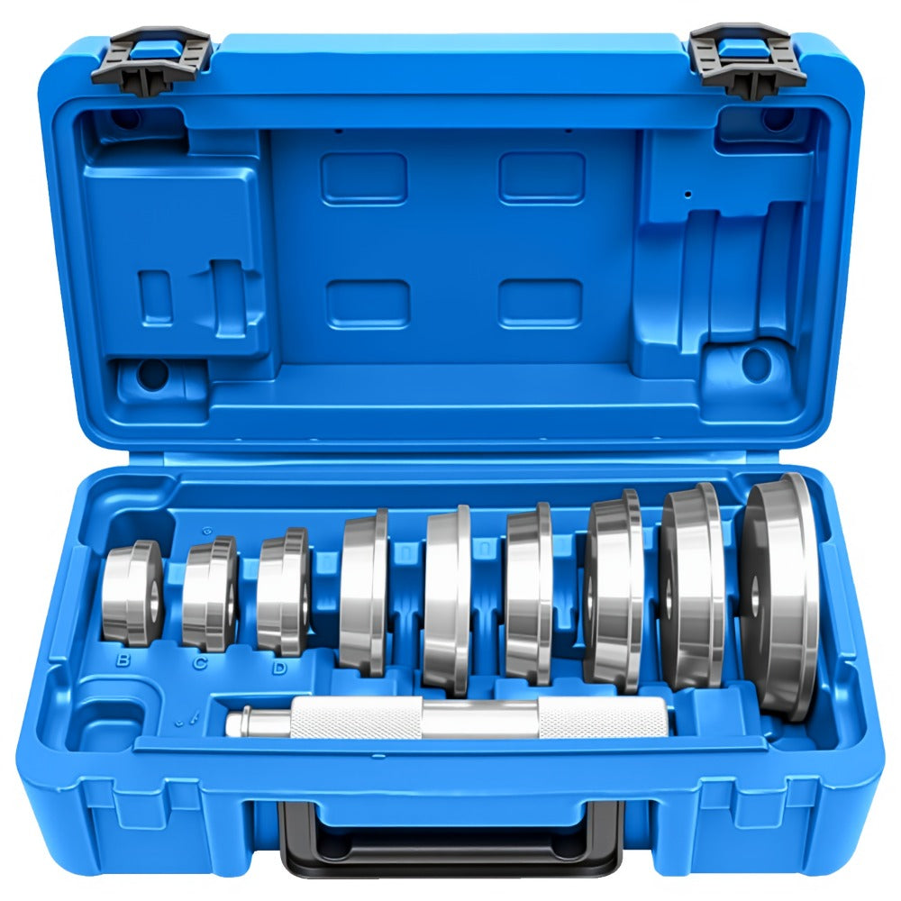 Bearing Press Kit 10-Piece – Bearing Race & Seal Bushing Driver Installation Set with 9 Double-Sided Adapters for Automotive 