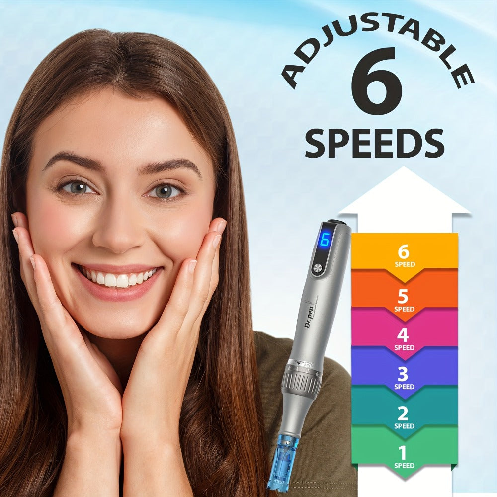 Dr Pen M8S Microneedling Pen Kit 10PCS 0.25mm Replacement Cartridges - USB Rechargeable for Bath Time, Home Spa and Personal 