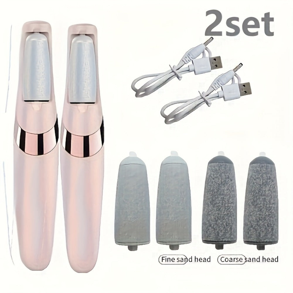 Electric Foot File Callus Remover IPX4 Waterproof Auto Light 2 Speed Interchangeable Grinding Heads Portable Pedicure Tool De