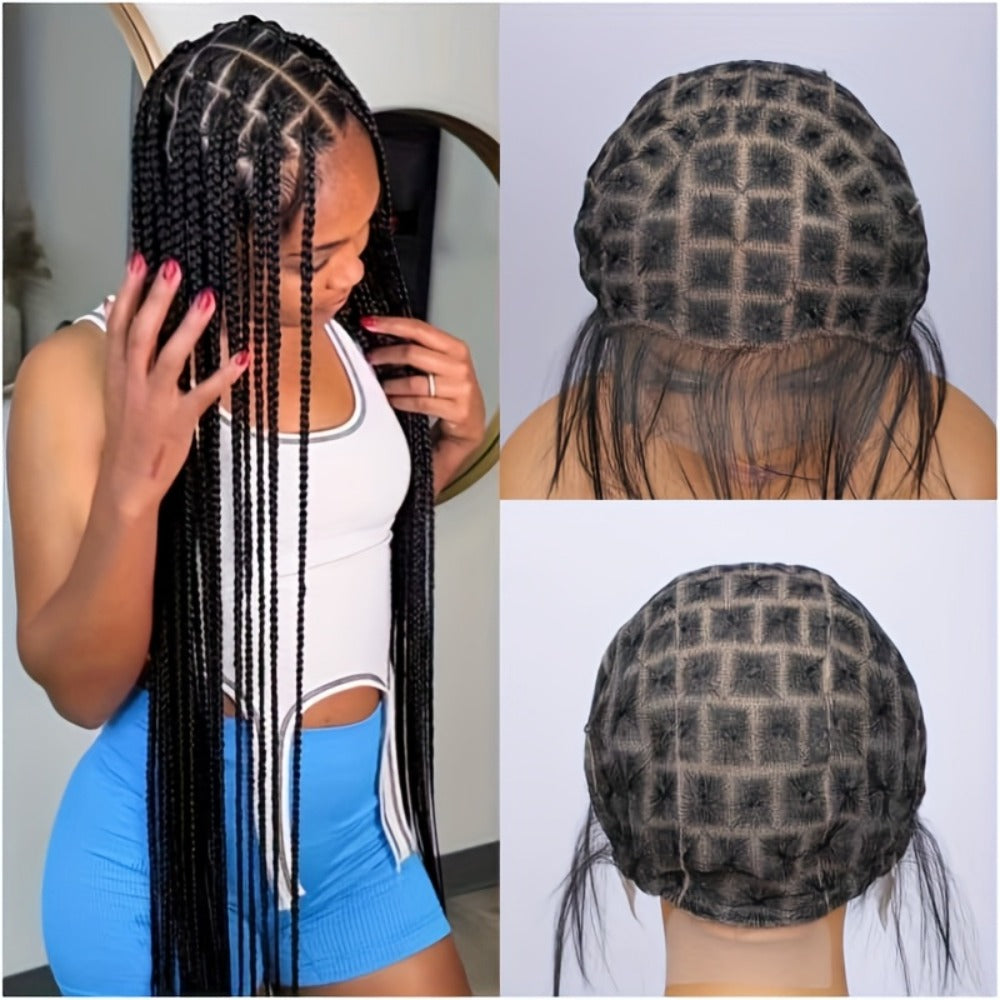 Braided Wig Cap Double Full Lace with Baby Hair Glueless Breathable Adjustable 22 Inch | 81-120 Sections Goddess Box Braid Fa