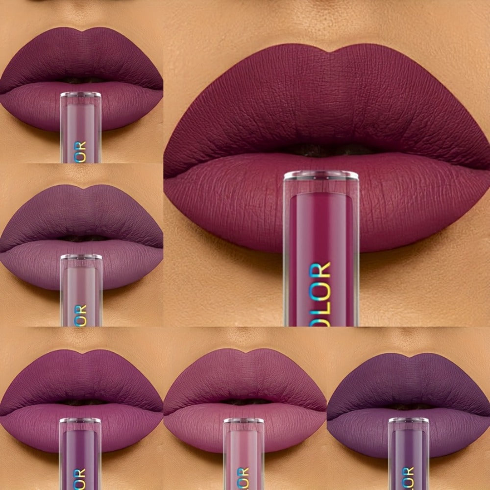 Matte Liquid Lipstick Set 6pcs Lip Glaze Non-Sticky Non-Drying Colorfast Velvet Finish, for Makeup, Travel and Everyday Vanit