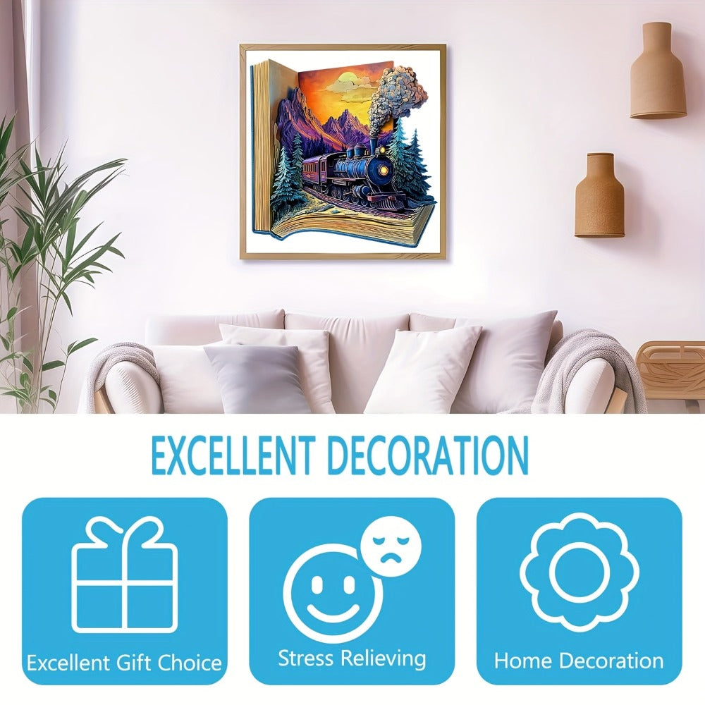Galloping Train Wooden Jigsaw Puzzle with Book-Style Scene and 5.7 or 11.2 Inch Size Options — image 6
