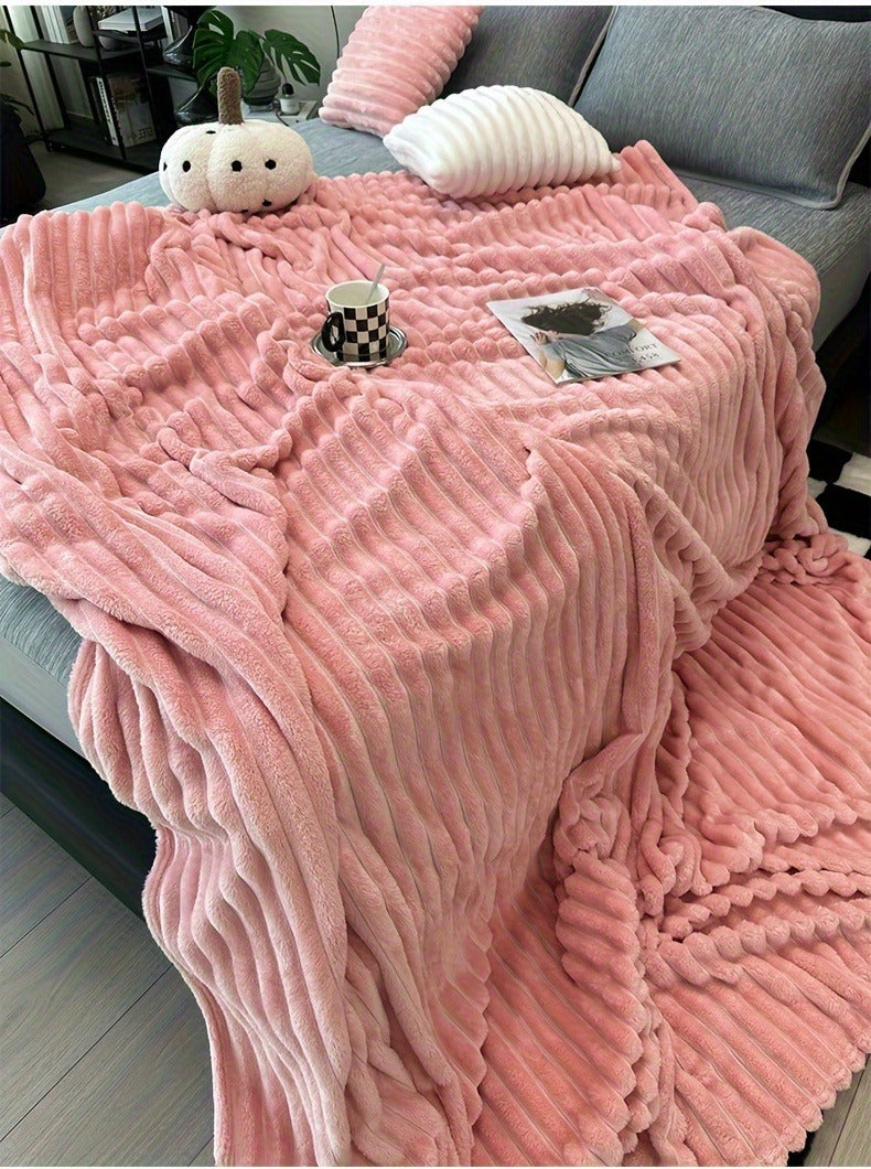 Fleece Blanket Double-Sided 3D Faux Rabbit Fur Throw – Ultra-Soft Thick 300-350g/m² for Home, Office, Travel & Camping — imag