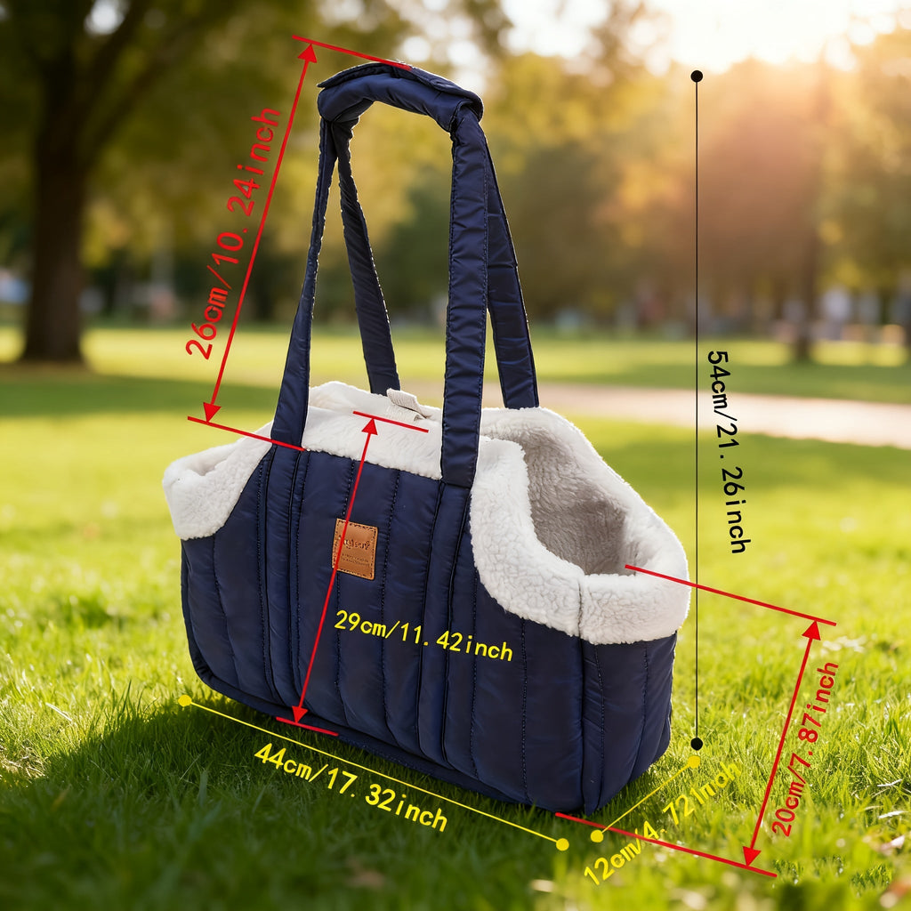 Quilted Open-Top Pet Carrier Tote with Plush-Look Trim, Two Long Handles and Six Color Options — image 2