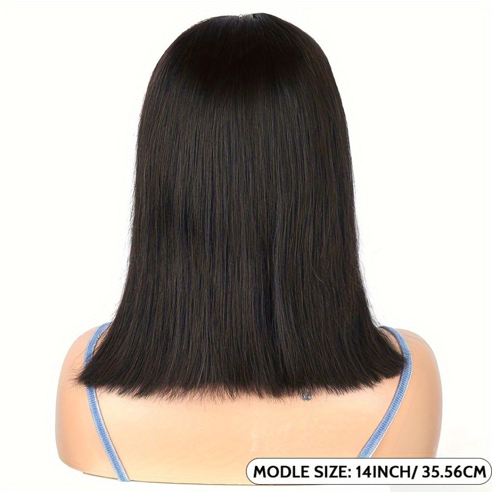 Straight Bob Human-Hair 4x4 Lace Closure Wig in Black with 8, 12, 14 or 16-Inch Length Options — image 3