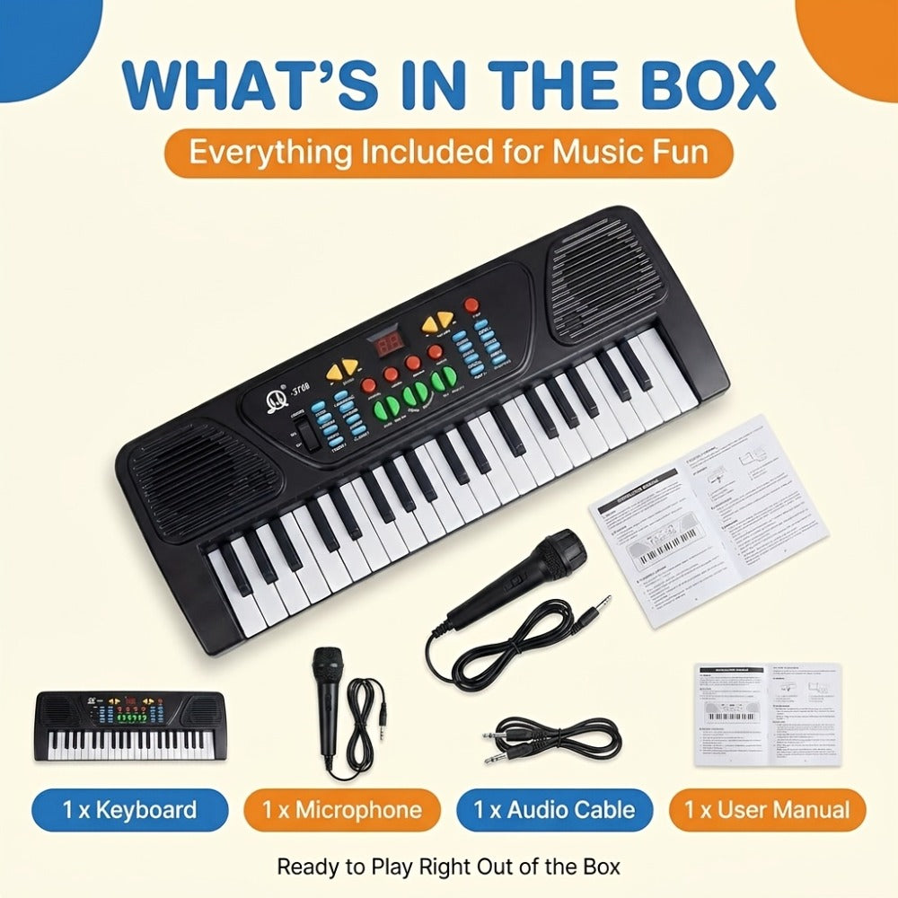 Kids Electronic Keyboard with Microphone, Black, Music Learning Toy for Boys & Girls, Sing-Along Piano Instrument — image 9