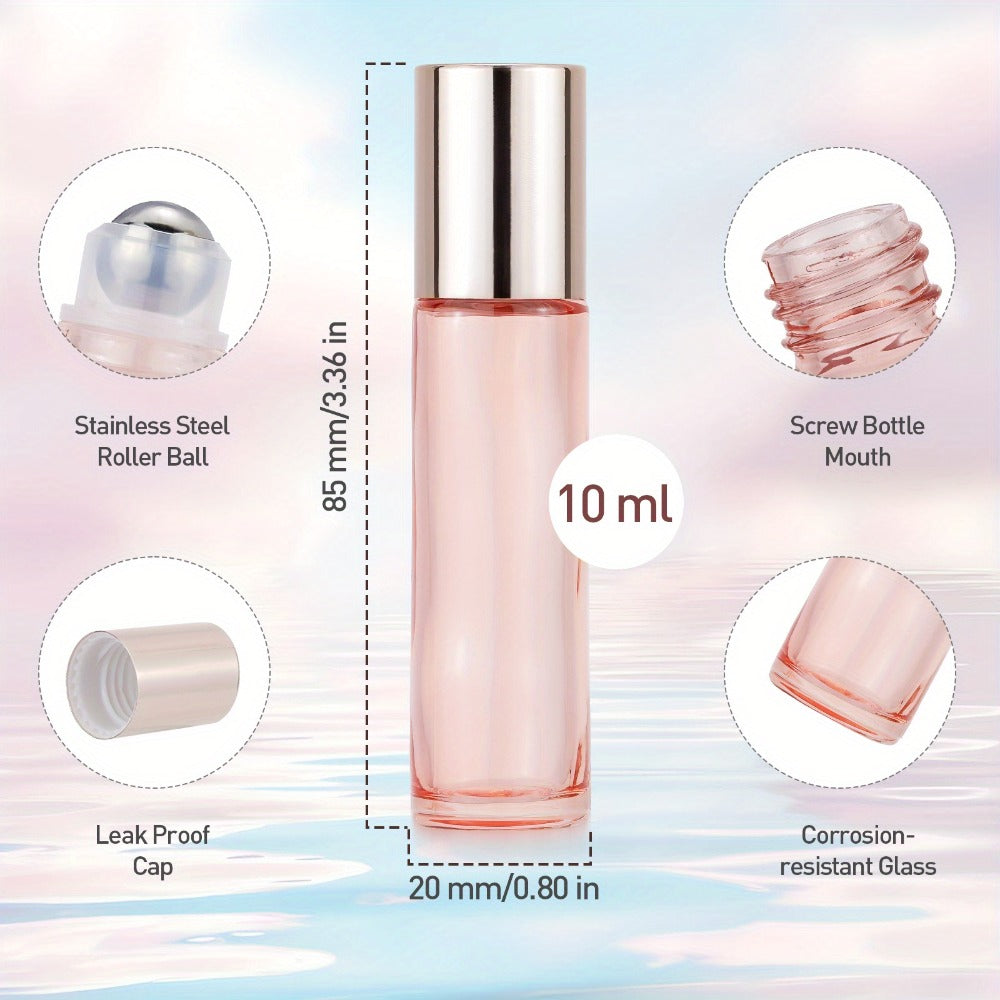 Glass Roller Bottles for Essential Oils 28 Pack 10ml – Bulk Refillable Roll-On Perfume Containers with Stainless Steel Roller