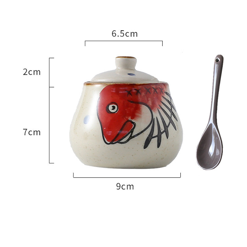 Ceramic Japanese Lovely Spice Jar Set With Spoon