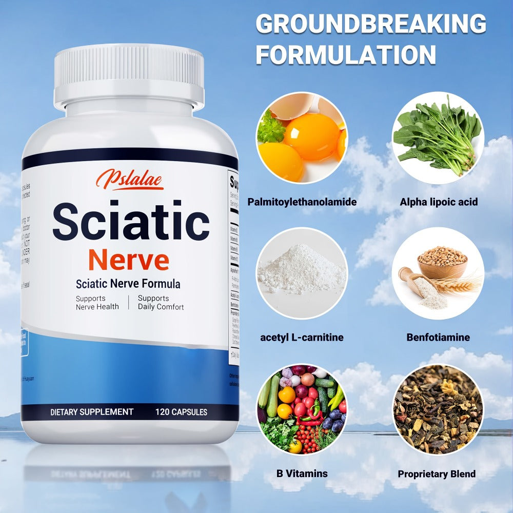 Nerve Pain Supplement 120 Capsules, Sciatic Nerve & Neuropathy Support with Vitamin B Complex, Benfotiamine & Acetyl-L-Carnit