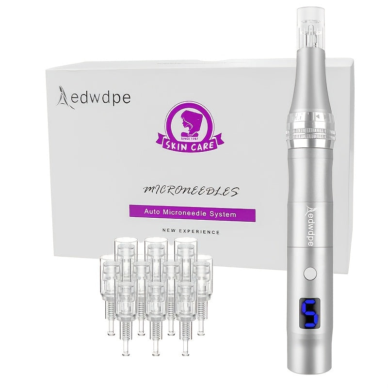 Microneedling Pen Electric 6-Speed Wireless Derma Pen 0.25mm Aluminum Alloy Cordless Skin for Bath Time, Home Spa and Persona