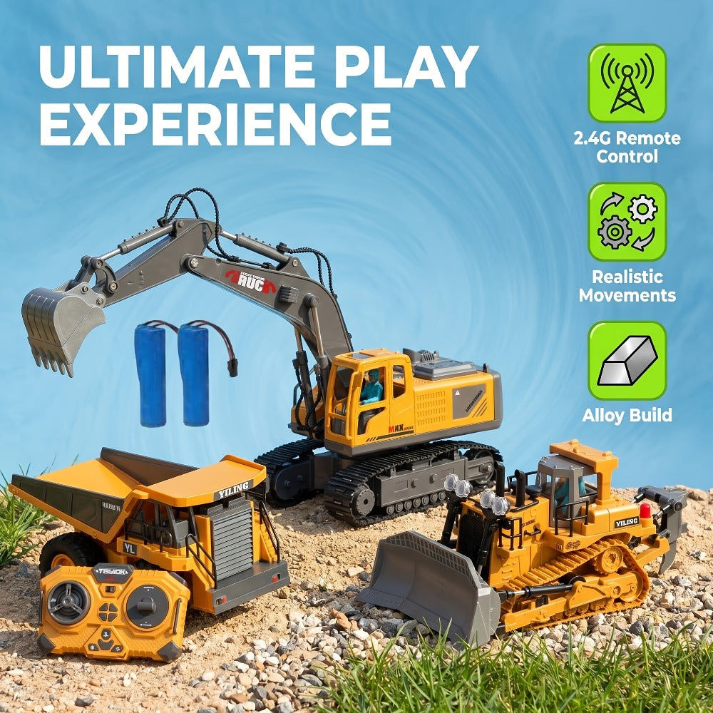 RC Bulldozer 1:24 Scale Alloy with 680° Rotation & Working Arm, 2.4GHz Remote Control Construction Vehicle for Kids — image 5