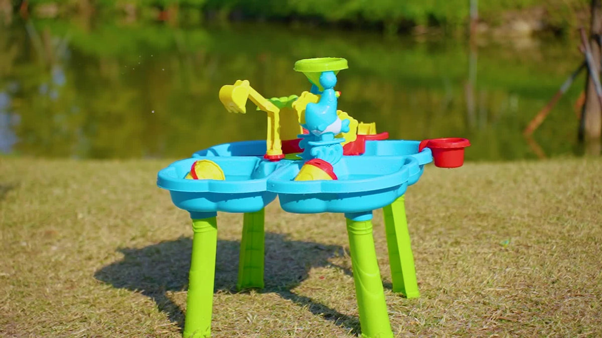 4-in-1 Sand & Water Table for Toddlers & Kids, Outdoor Sensory Play Sandbox Activity Table with Beach Toys — image 11