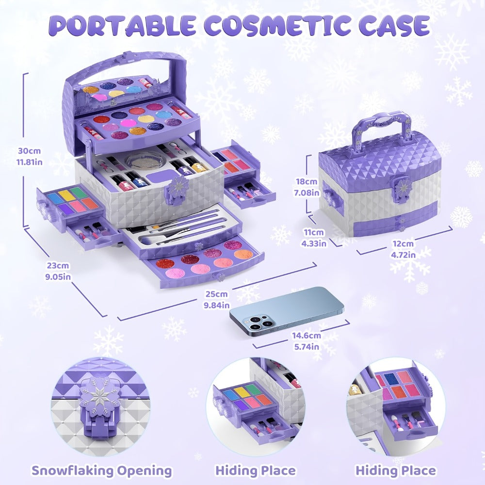 Princess Makeup Set for Girls Ages 3-12, 58 PCS Pretend Play Makeup Kit with Brushes & Case, Skin-Friendly Beauty Toy — image