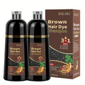 Herbal Hair Dye Shampoo 3-in-1 with Plant Squalene 2pcs 16.91oz, Instant Gray Hair Coverage, Natural Color in Minutes — image