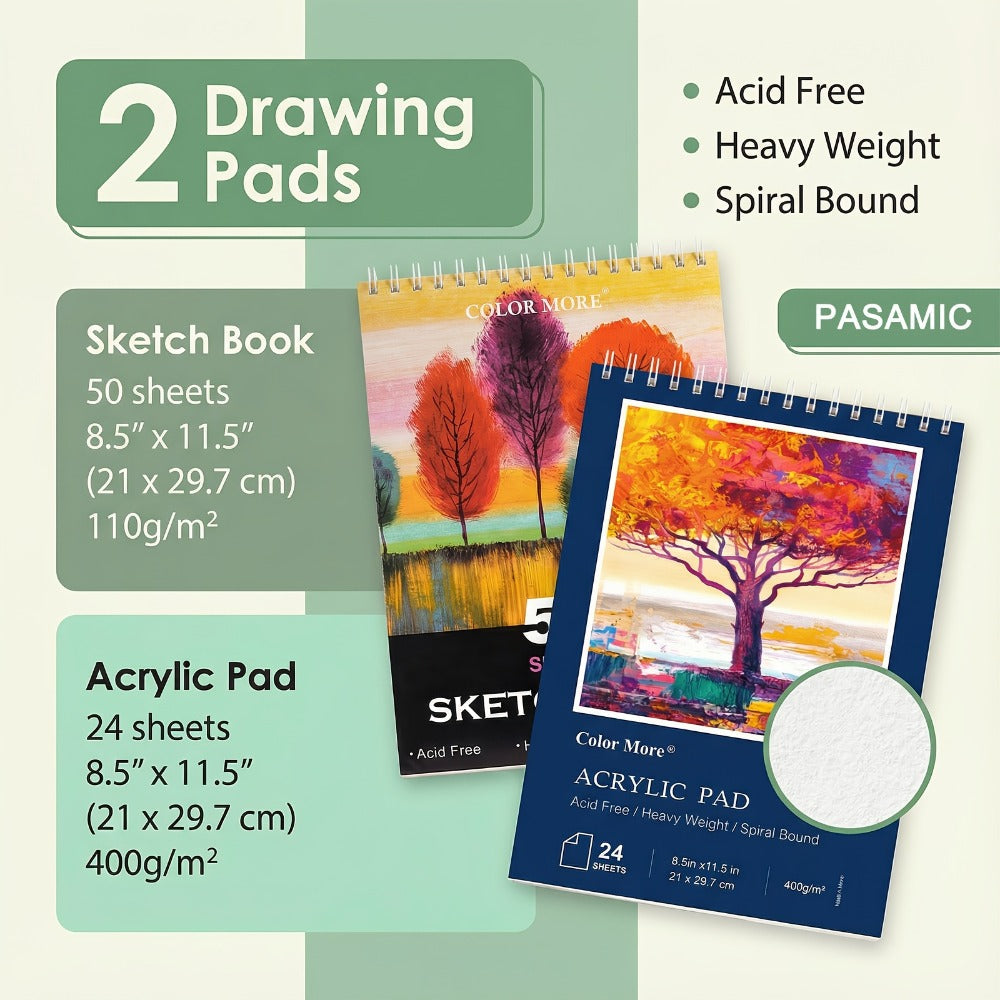 172 Piece Deluxe Art Set in Wooden Case with 2 Drawing Pads Crayons Acrylic with the Listed Color, Size or Set Options for Ev