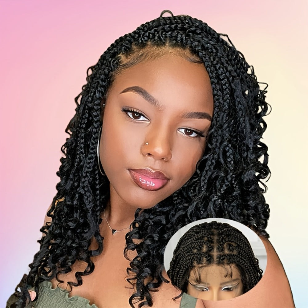 Sixteen-Inch Braided Wig with Full Lace Cap, Curly Ends and Four Black or Multicolor Checkout Options — image 3