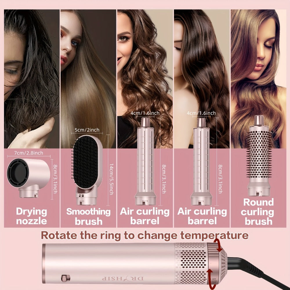5-in-1 Hot Air Brush Negative Ion Hair Styler Blow Dryer Curler Straightener Volumizer, for Home, Travel and Salon Hair Styli