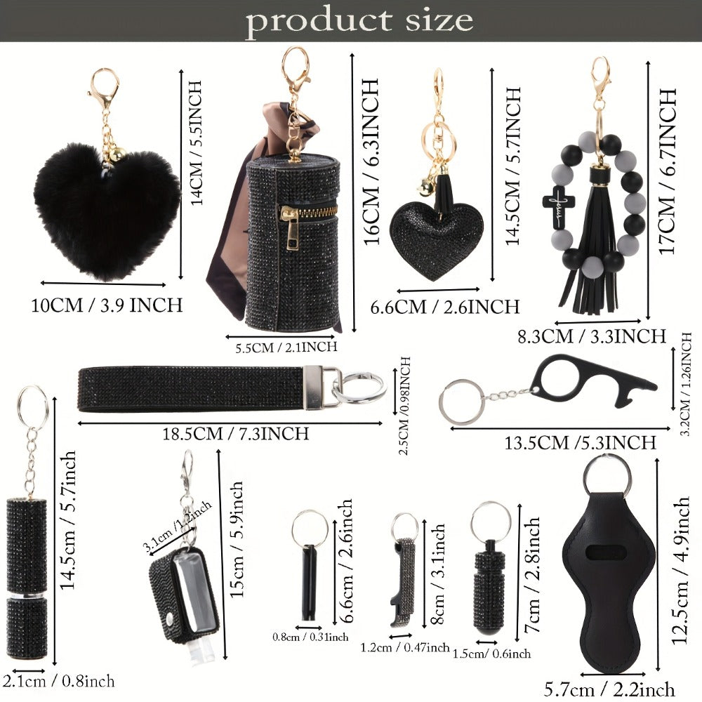 Rhinestone Keychain Set for Women 13-Piece with the Listed Color, Size or Set Options for Everyday Use — image 3