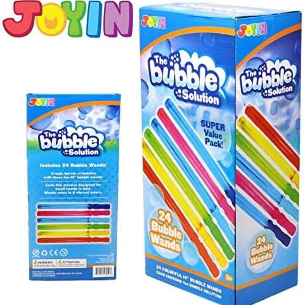 Giant Bubble Wands 24 Pack Bulk – 14.6 Inch Big Bubble Maker Set in 6 Colors, Summer Outdoor Party Favors for Kids, Easter Ba