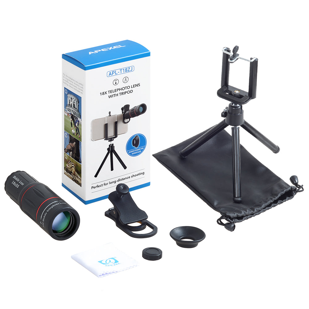 APEXEL 18X Telescope Zoom Mobile Phone Lens for iPhone Samsung Smartphones universal clip Telefon Camera Lens with tripod 18XTZJ - V.I.P Digital Presence