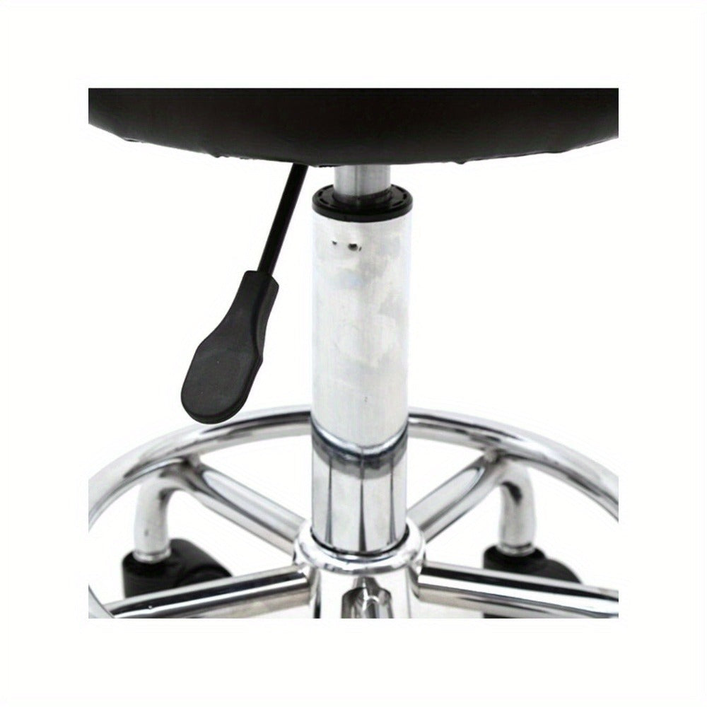 Salon Stool with Back & 360° Swivel, Adjustable Height 18.9", 22.8", Round Padded Cushion Seat, Chrome Base — image 8