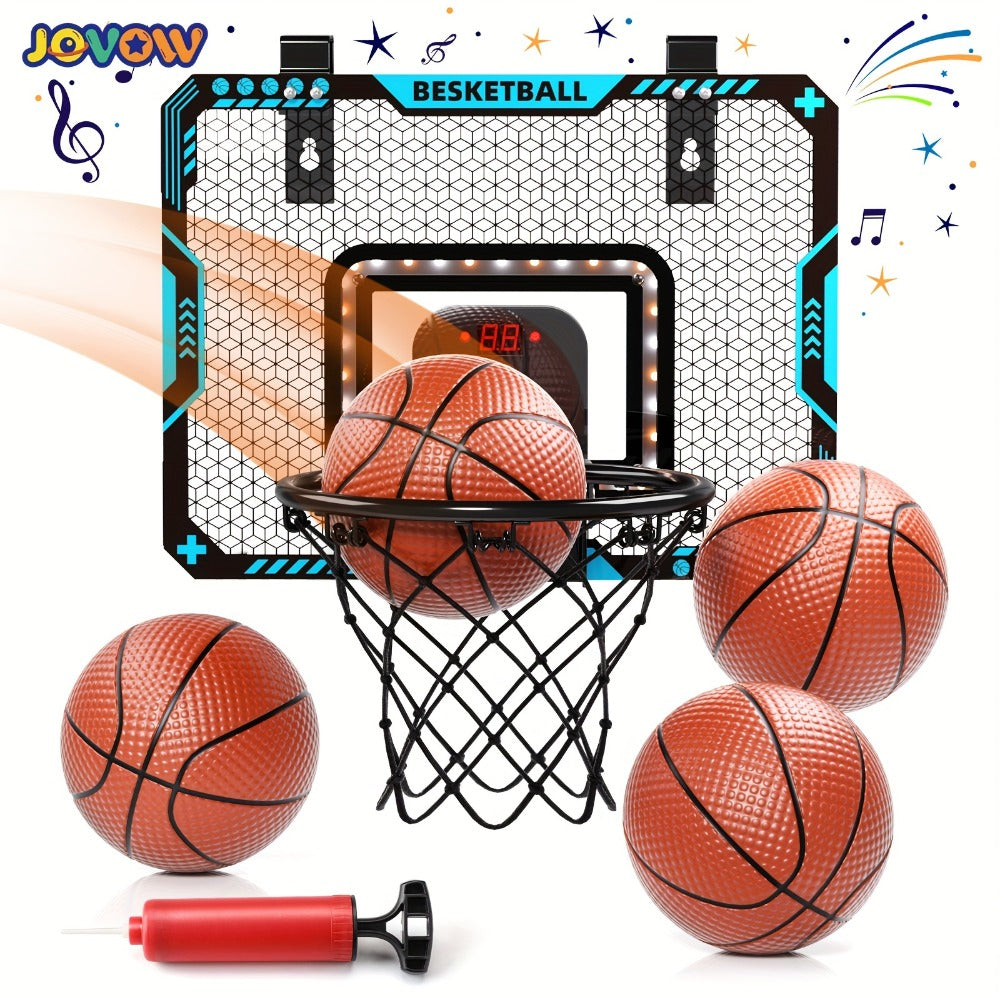 Over Door Basketball Hoop with LED Lights & Electronic Scoreboard, Mini Hoop Set with 4 Balls for Kids Teens Adults — image 3
