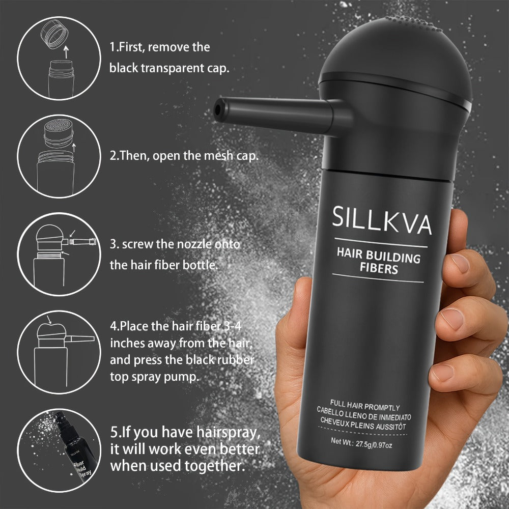 Hair Fibers Spray Applicator Kit Instant Thickness for Thinning Hair & Bald Spots SILLKVA for Makeup, Travel and Everyday Van