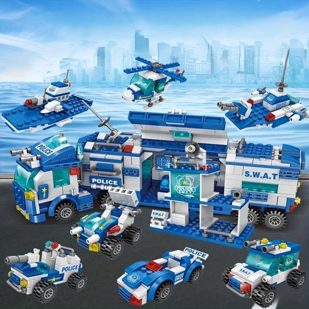 City Police Building Blocks Set 700 Pieces, Patrol Car Truck with Action Figures, Brick Toy for Boys Role Play STEM — image 7