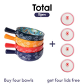 Ceramic Bowl Set with Lids 8-Piece Bohemian Soup Noodle Salad Bowls, for Home Cooking, Dining and Outdoor Meals — image 1