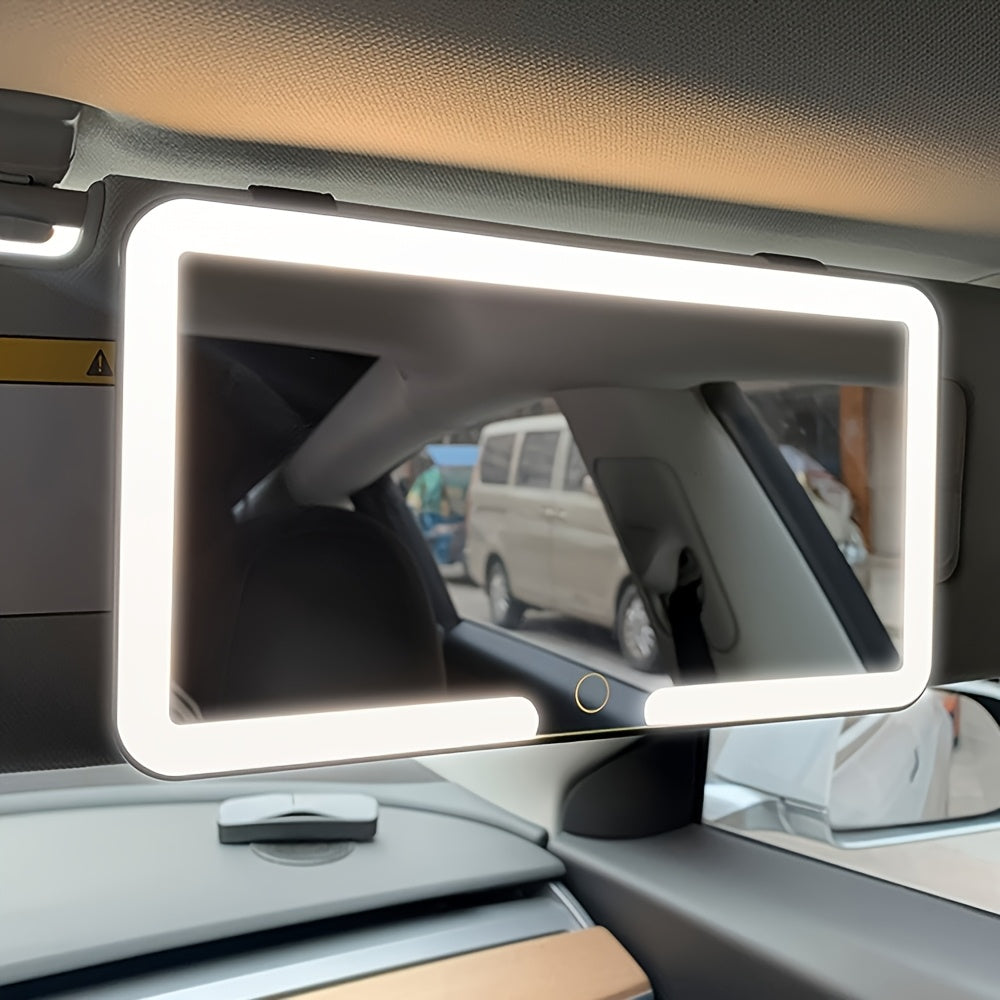 Car Sun Visor Makeup Mirror with LED Lights USB Powered – 3 Color Light Modes, Lighted Visor Mirror for Cars Trucks SUVs — im