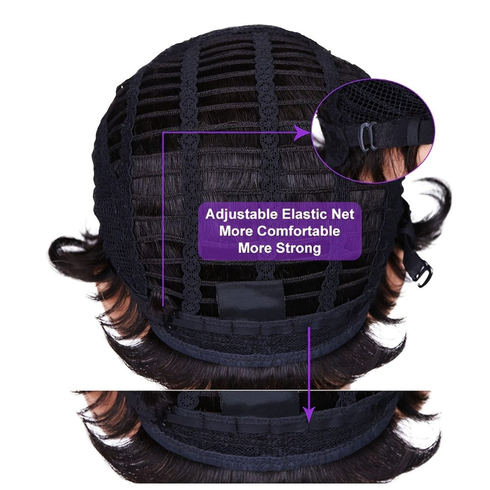 Synthetic Wig 6-Inch Short Straight Style with Rose Net Cap in Six Brown-Black Color Codes — image 5