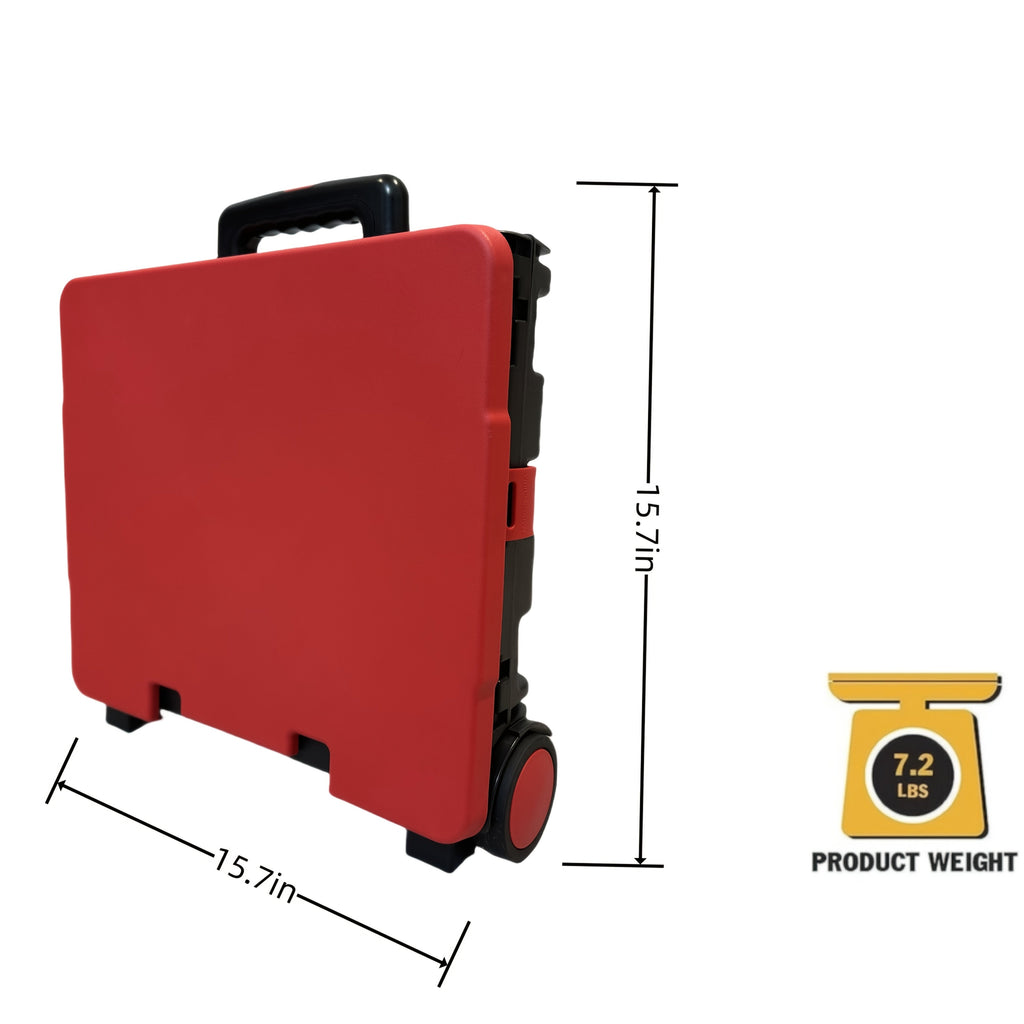 Collapsible Rolling Cart with Wheels – 80 Lbs Heavy Duty Foldable Crate on Wheels for Teachers, Shopping & Storage, Lid Doubl
