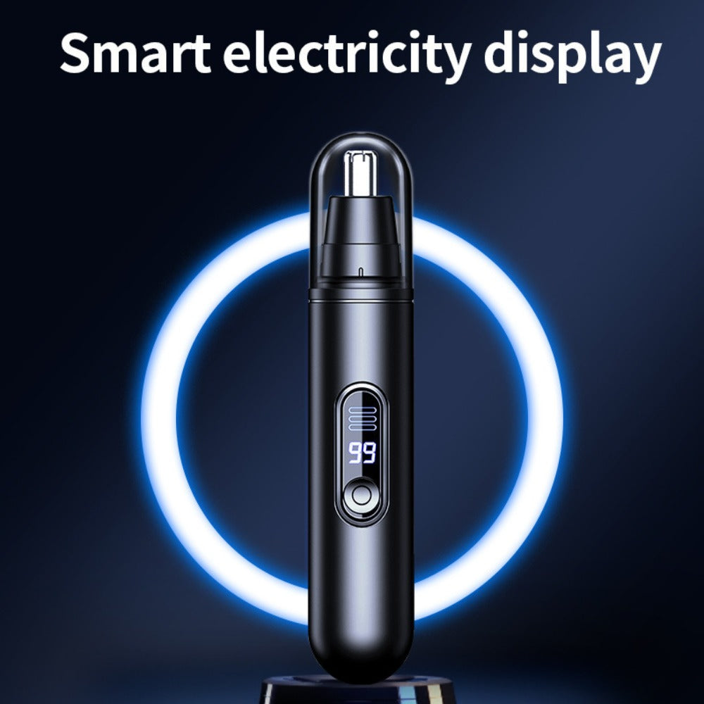 Nose Hair Trimmer Electric Painless 3-in-1 USB Rechargeable with LED Display – Trims Nose Ear Hair Eyebrows Waterproof Groomi