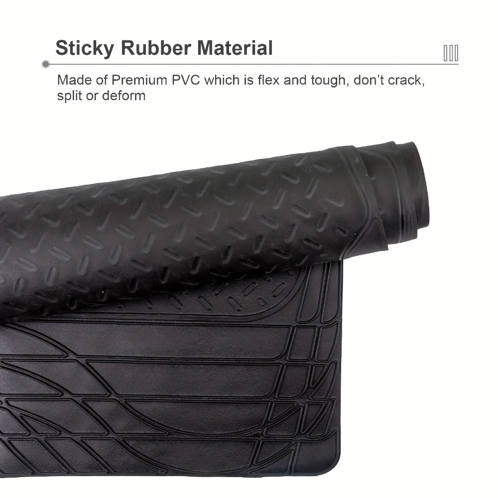 Trunk Cargo Liner Rubber Mat Universal Fit – All Weather Waterproof Trunk Mat with Seat Back Protector, Trim-to-Fit for Cars,