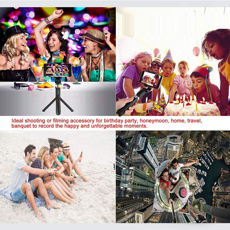 Bluetooth Selfie Stick Tripod - Universal Live Streaming Triangle Bracket