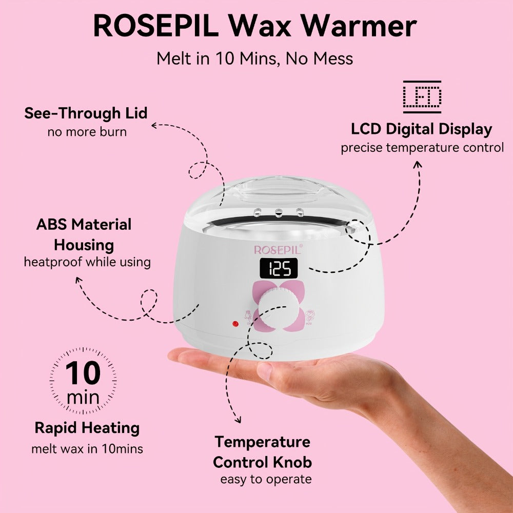 Wax Hair Removal Kit Digital Wax Pot with 6 Wax Bead Packets – Smart Temperature Control Salon-Grade Waxing Set for Body Biki