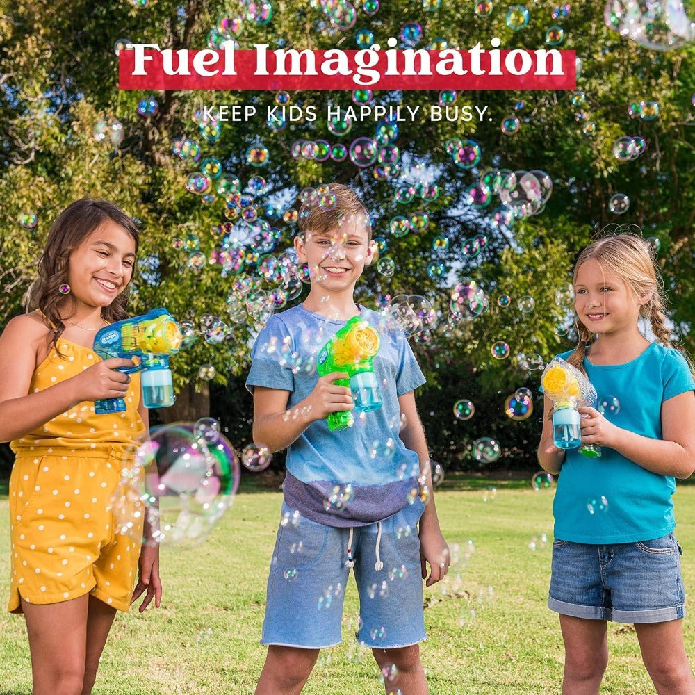 3-Pack Bubble Gun Blower with 3 Pre-Loaded Solution Refills, Hand-Powered, Color-Changing Bubbles — image 7