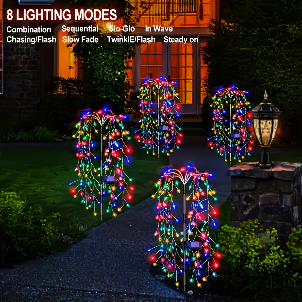 Solar Firecracker Cluster String Lights with 120 LEDs in Warm Color or Multicolor Checkout Options — image 8
