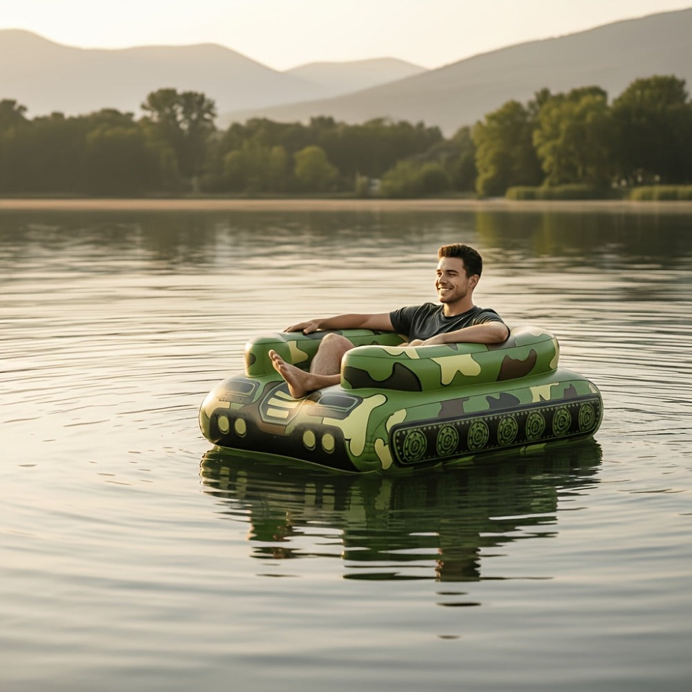 Giant Tugboat Pool Float 60 Inch XL Ride-On Inflatable Raft with Built-In Water Sprayer & 16-Inch Beach Ball — image 8