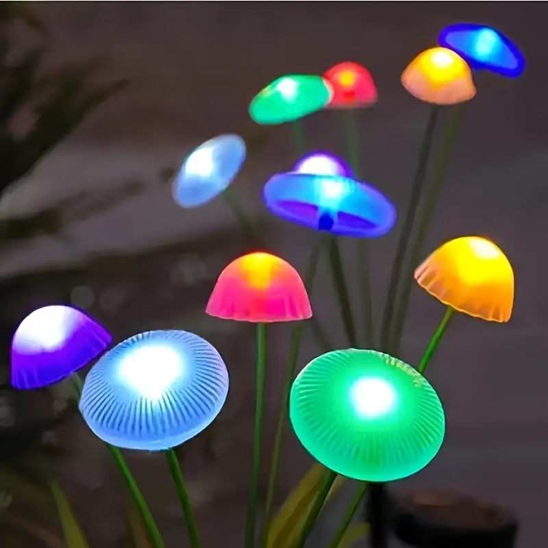 Solar Garden Lights IP65 Mushroom Path Stakes with Warm White 32-LED 4-Pack or 64-LED 8-Pack — image 7