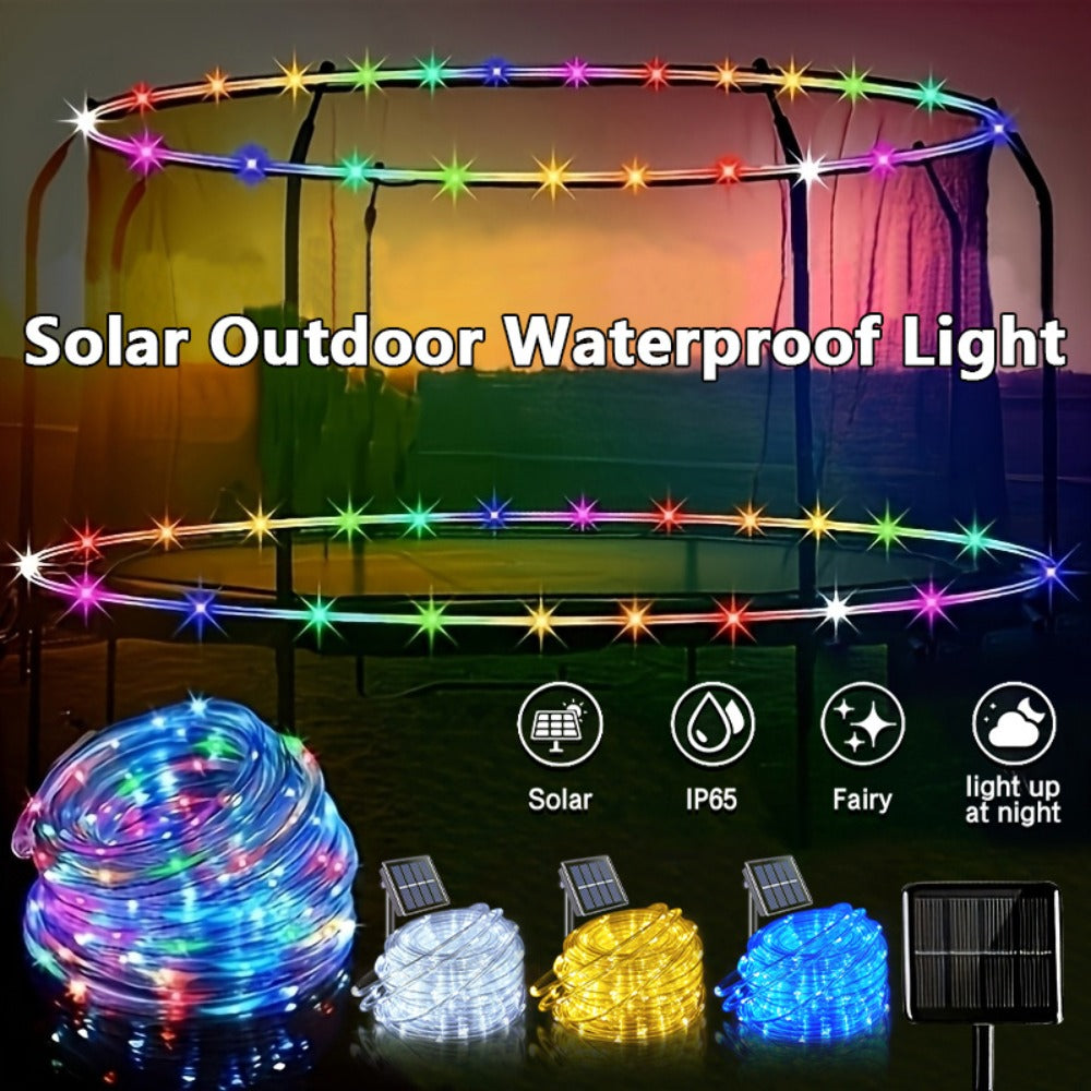 Solar Powered LED Trampoline Lights Colorful Rope Lights for 8-16 Ft Trampolines 8 Dynamic Modes IP65 Waterproof Outdoor Back