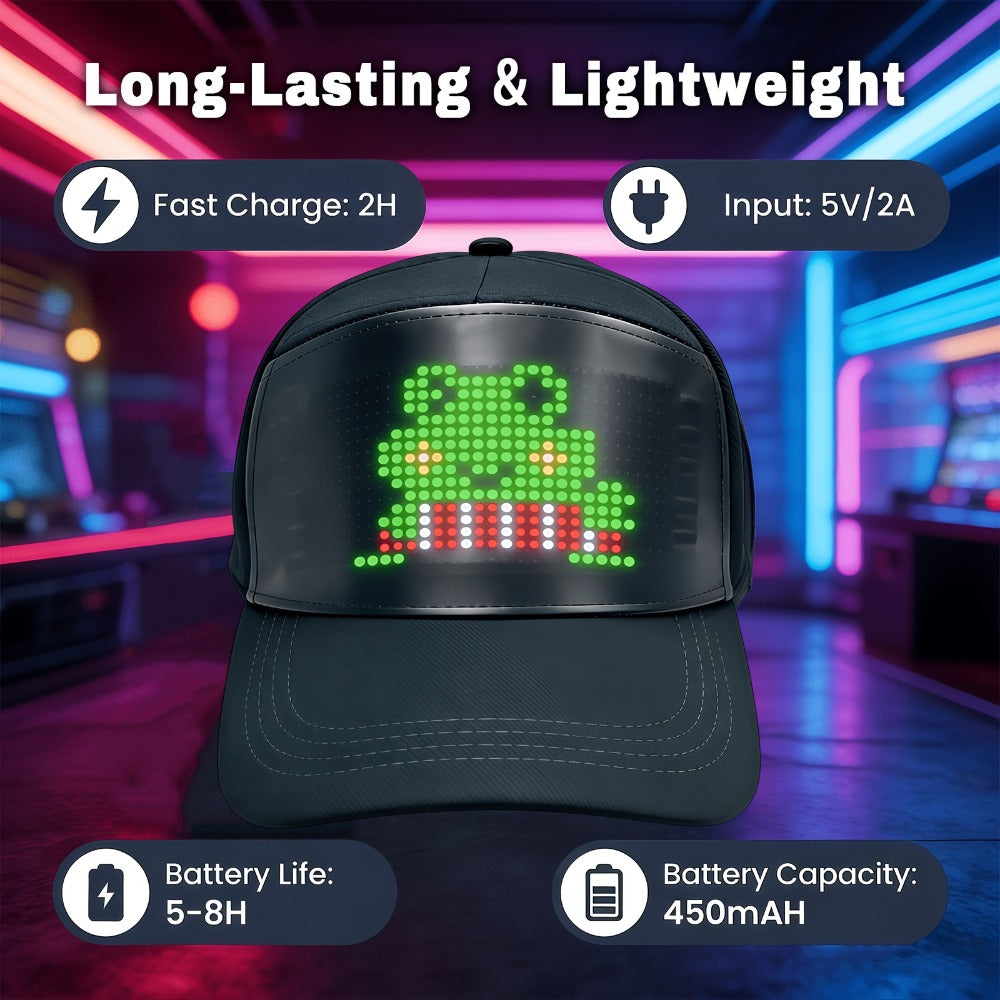 LED Party Hat App Controlled Programmable Light Up Hat, Custom Text Music Images for Rave Club Dance Halloween 4th of July Fe