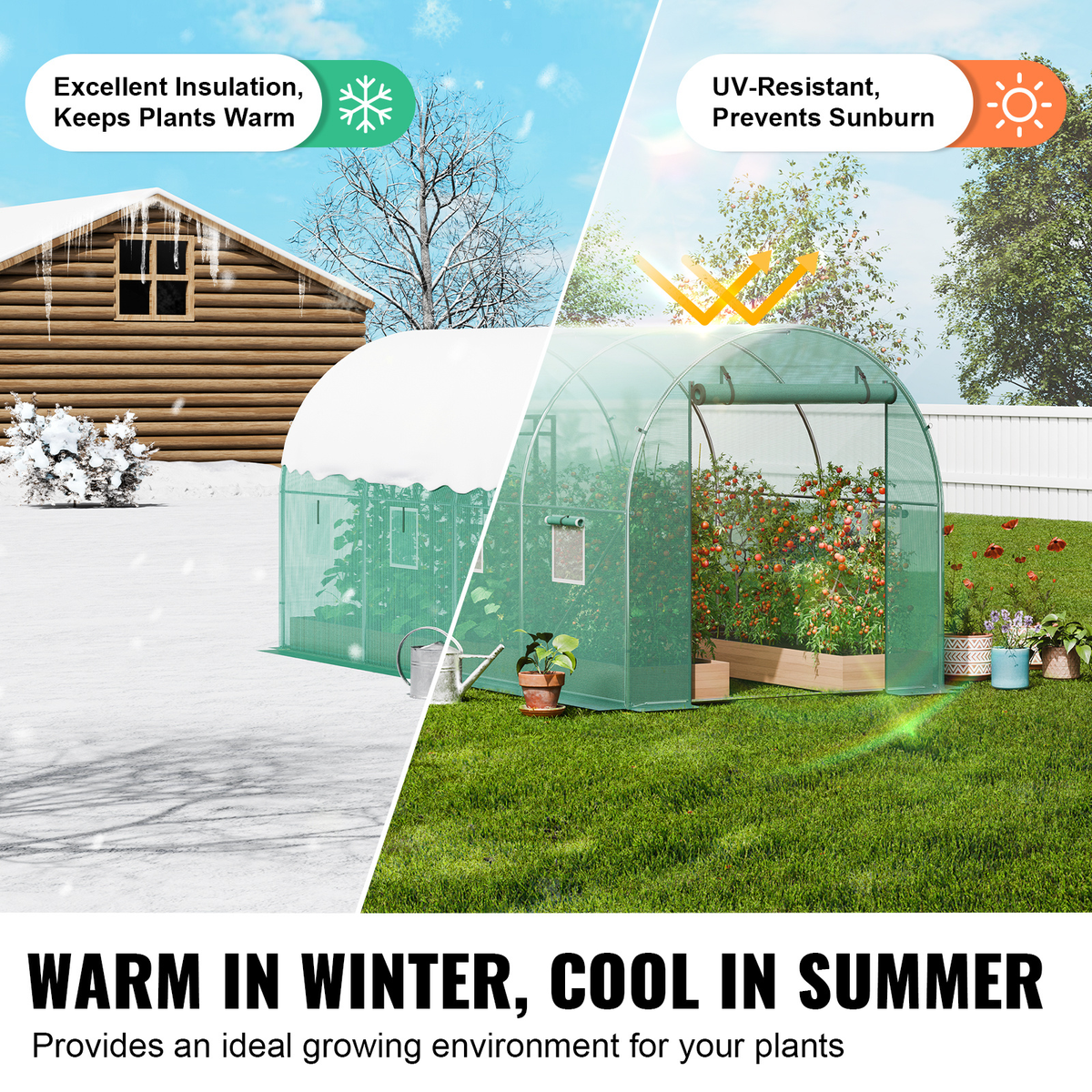 10- to 20-Foot Tunnel Greenhouse with Green Cover, Roll-Up Door and Size-Specific Vent Windows — image 14