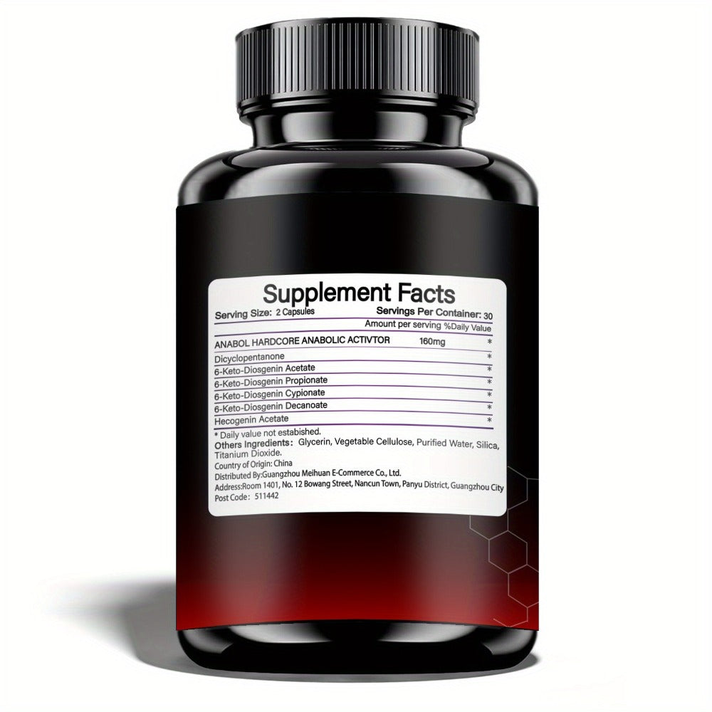 Anabol Hardcore Anabolic Activator for Men, Advanced Energy, Strength & Performance Formula with 6-Keto-Diosgenin & Hecogenin