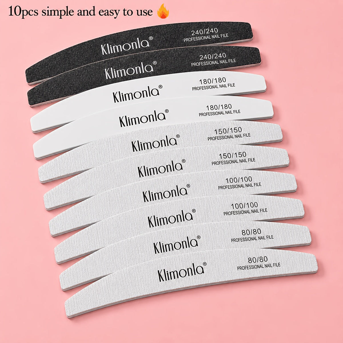 Nail File Set Professional Half Moon Rolled Sanding Strips 5 & 10 Pcs – Gray Sanding Bands for Shaping Buffing Smoothing Natu
