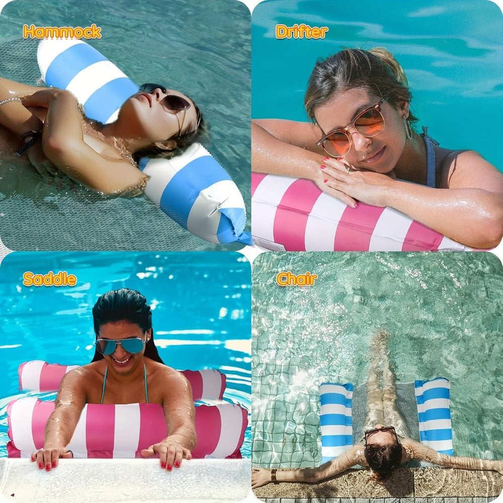 Five-Piece Inflatable Pool Hammock Float Set with Mesh Centers, Striped Designs and 51.2-Inch Length — image 6