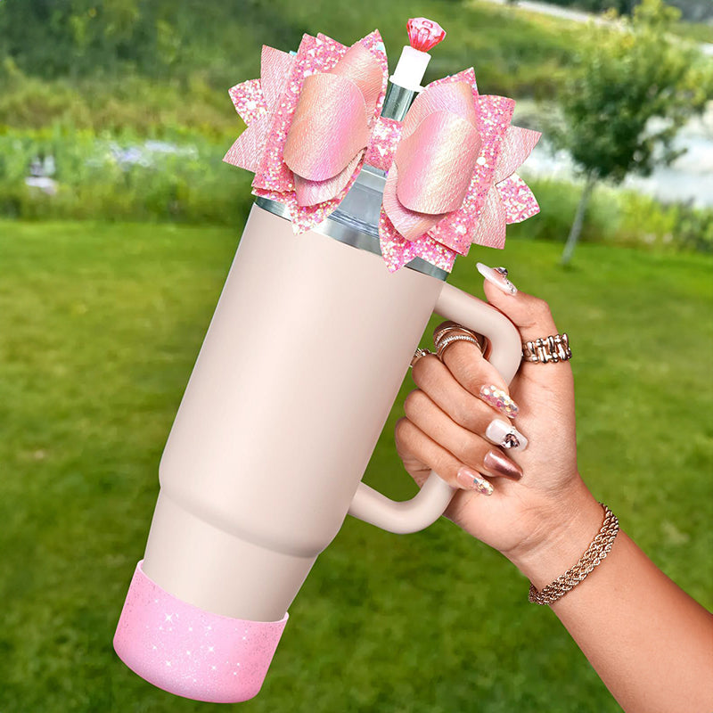 Cup Boot for Stanley 40/30 oz: Straw Cover, Bow Topper, Diamond Caps, Bottom Protector, 3 PCS Set. - V.I.P Digital Presence
