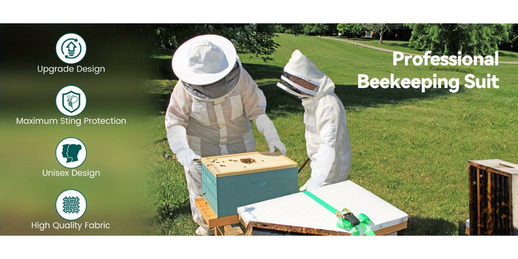 Beekeeping Suit Triple Layer Sting-Resistant Gloves 2 Veils S-3XL for Garden, Patio and Yard Use — image 17