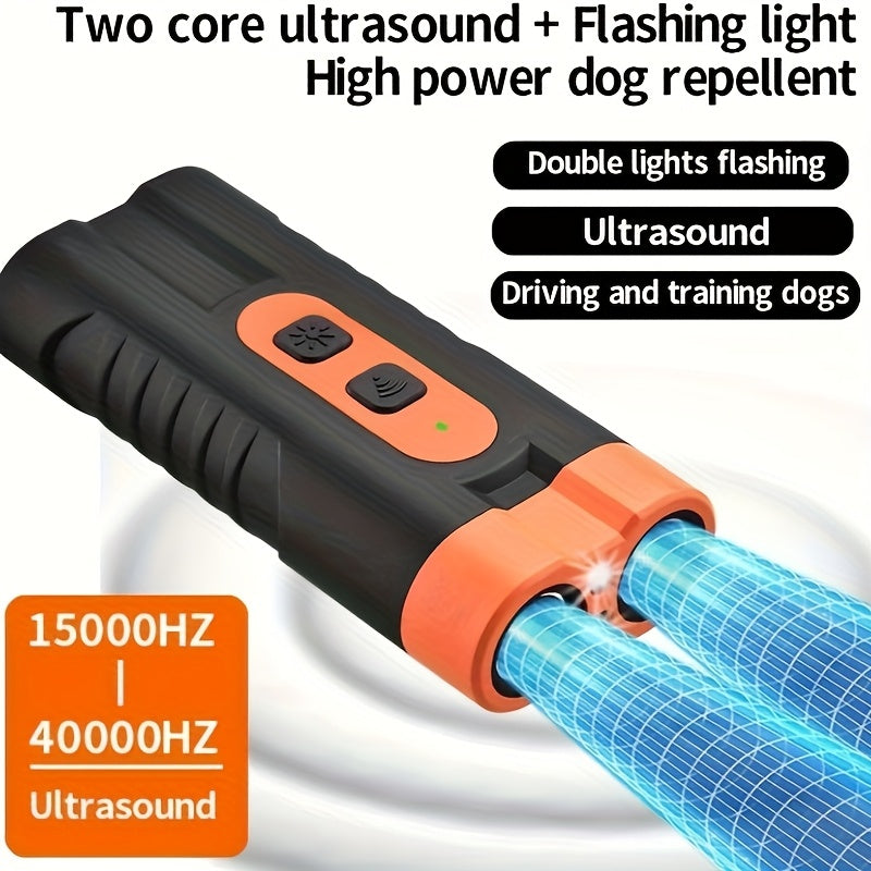 Ultrasonic Dog Device - Handheld Bark Control with Dual-Head System, LED Light & One-Touch Operation for Small Medium Large D